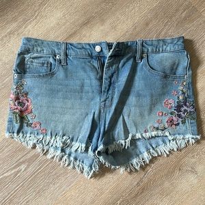 Embroidered floral Jean Shorts